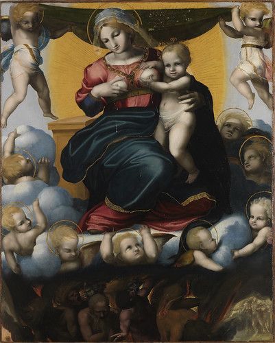 La Virgen y las ánimas, Pedro Machuca, Óleo sobre tabla, 167 x 135 cm, 1517