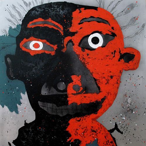 12 Self-portrait. Rorschach Heads III Series. 2010. Oil, charcoal and aluminum on canvas. 79 x 79