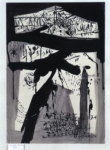 La sangre derramada (la última carta escrita), 1968. Tinta china y aguada s papel. 49,5 x 34,5 cm